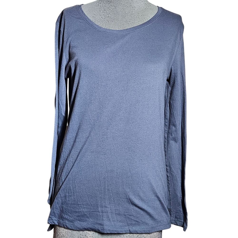 Dusty Blue Cotton Blend Long Sleeve Tee Size Large